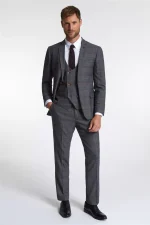 کت و شلوار چهارخانه خاکستری - تصویر 3